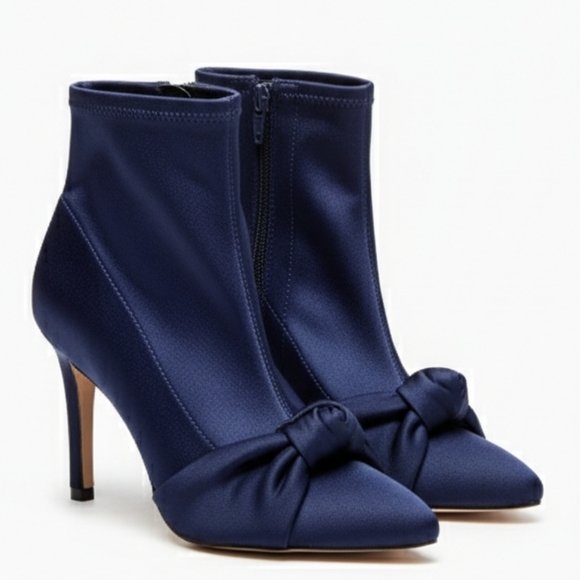 ANTONIO MELANI Shoes - ANTONIO MELANI Blue Heeled Boots with Elegant Knot Detail